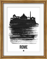 Framed Rome Skyline Brush Stroke Black