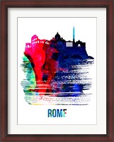 Framed Rome Skyline Brush Stroke Watercolor