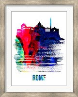 Framed Rome Skyline Brush Stroke Watercolor