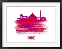 Framed Rome Skyline Brush Stroke Red