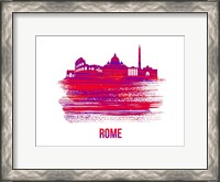 Framed Rome Skyline Brush Stroke Red