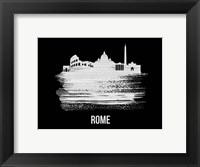 Framed Rome Skyline Brush Stroke White
