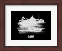Framed Rome Skyline Brush Stroke White