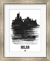 Framed Milan Skyline Brush Stroke Black