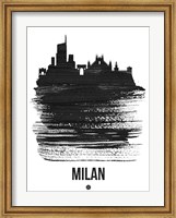 Framed Milan Skyline Brush Stroke Black