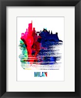 Framed Milan Skyline Brush Stroke Watercolor