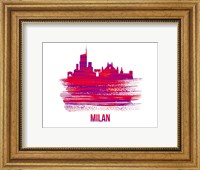 Framed Milan Skyline Brush Stroke Red