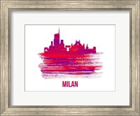 Framed Milan Skyline Brush Stroke Red
