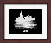 Framed Milan Skyline Brush Stroke White