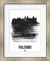 Framed Palermo Skyline Brush Stroke Black