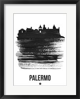 Framed Palermo Skyline Brush Stroke Black