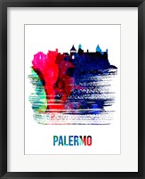 Framed Palermo Skyline Brush Stroke Watercolor