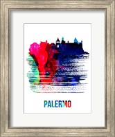 Framed Palermo Skyline Brush Stroke Watercolor