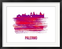 Framed Palermo Skyline Brush Stroke Red