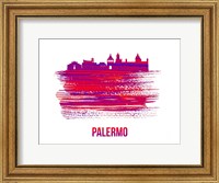 Framed Palermo Skyline Brush Stroke Red