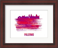 Framed Palermo Skyline Brush Stroke Red