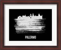 Framed Palermo Skyline Brush Stroke White