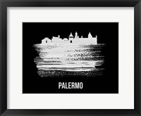 Framed Palermo Skyline Brush Stroke White