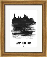 Framed Amsterdam Skyline Brush Stroke Black
