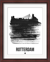 Framed Rotterdam Skyline Brush Stroke Black
