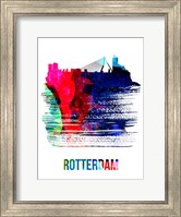 Framed Rotterdam Skyline Brush Stroke Watercolor