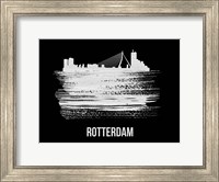 Framed Rotterdam Skyline Brush Stroke White