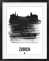Framed Zurich Skyline Brush Stroke Black