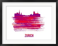 Framed Zurich Skyline Brush Stroke Red