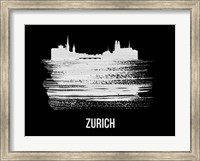 Framed Zurich Skyline Brush Stroke White