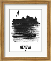 Framed Geneva Skyline Brush Stroke Black