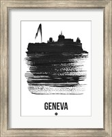 Framed Geneva Skyline Brush Stroke Black