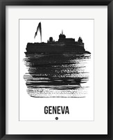 Framed Geneva Skyline Brush Stroke Black