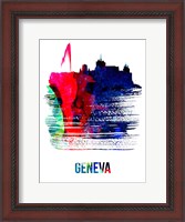 Framed Geneva Skyline Brush Stroke Watercolor