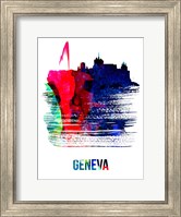Framed Geneva Skyline Brush Stroke Watercolor