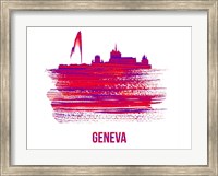 Framed Geneva Skyline Brush Stroke Red