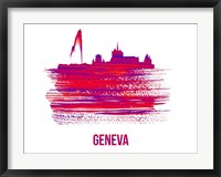 Framed Geneva Skyline Brush Stroke Red