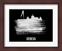 Framed Geneva Skyline Brush Stroke White