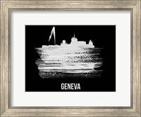 Framed Geneva Skyline Brush Stroke White