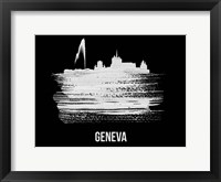 Framed Geneva Skyline Brush Stroke White