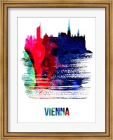 Framed Vienna Skyline Brush Stroke Watercolor