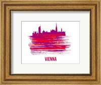 Framed Vienna Skyline Brush Stroke Red
