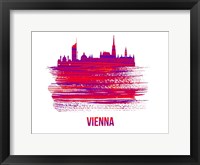Framed Vienna Skyline Brush Stroke Red