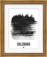 Framed Salzburg Skyline Brush Stroke Black