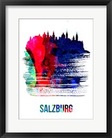 Framed Salzburg Skyline Brush Stroke Watercolor