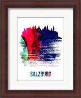 Framed Salzburg Skyline Brush Stroke Watercolor