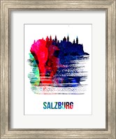 Framed Salzburg Skyline Brush Stroke Watercolor