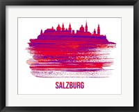 Framed Salzburg Skyline Brush Stroke Red