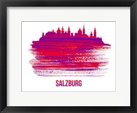 Framed Salzburg Skyline Brush Stroke Red