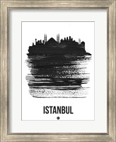 Framed Istanbul Skyline Brush Stroke Black