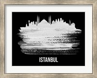 Framed Istanbul Skyline Brush Stroke White